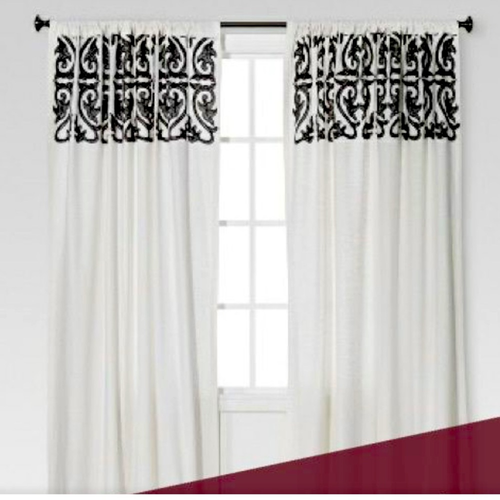 Target Threshold Curtains Cream/Off-White with Grey Embroidery - Set of 2 Panels